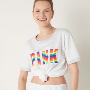 Victoria Secret Pink rainbow pride logo t shirt New with tags